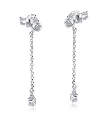 Circle CZ Stone With Chain Drop Earring Stud STS-5549